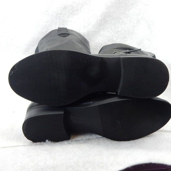 White Mountain Women's Black Knee High Riding Boots With Buckle Size 8 - Picture 8 of 8